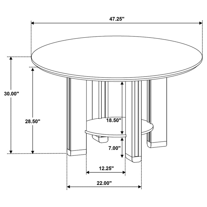 Crispin - Round Dining Table With Shelf - Brown