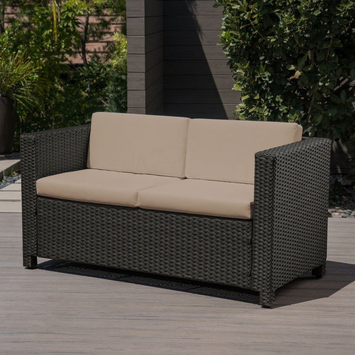 Puerta - Loveseat Outdoor Seating With Water Resistant Cushions - Dark Brown