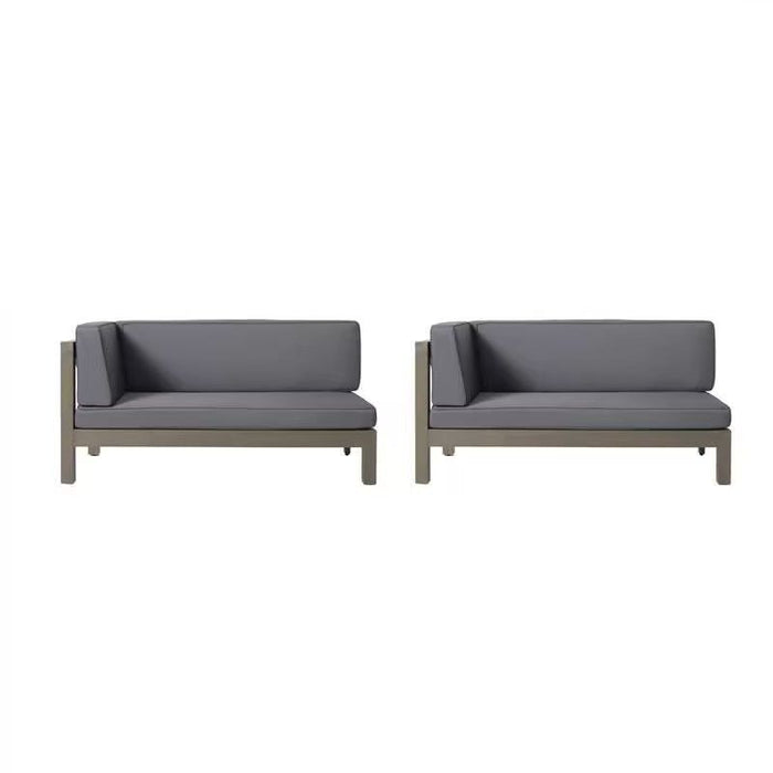 Aura - 2 Piece Outdoor Set With X Back Left Bench And Corner - Dark Gray