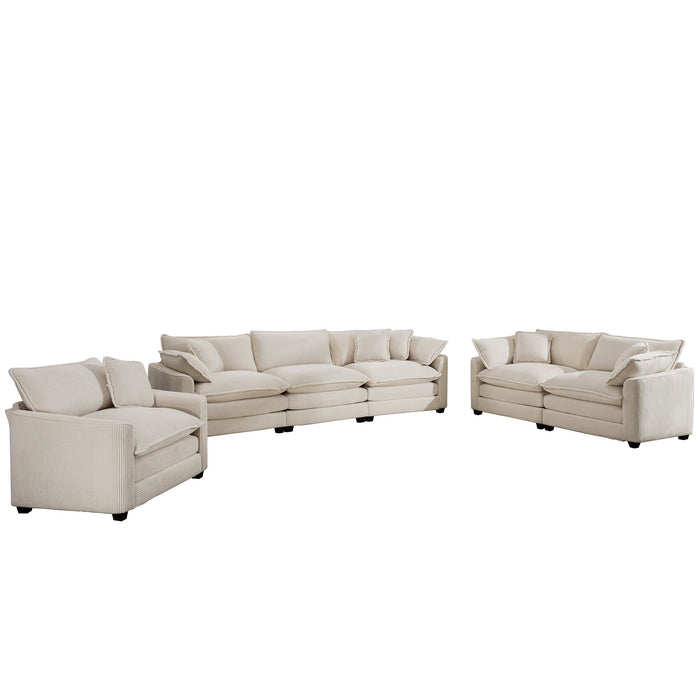 Elegant Corduroy Oversized Sectional Sofa Set With Deep Seats And Flexible Layout