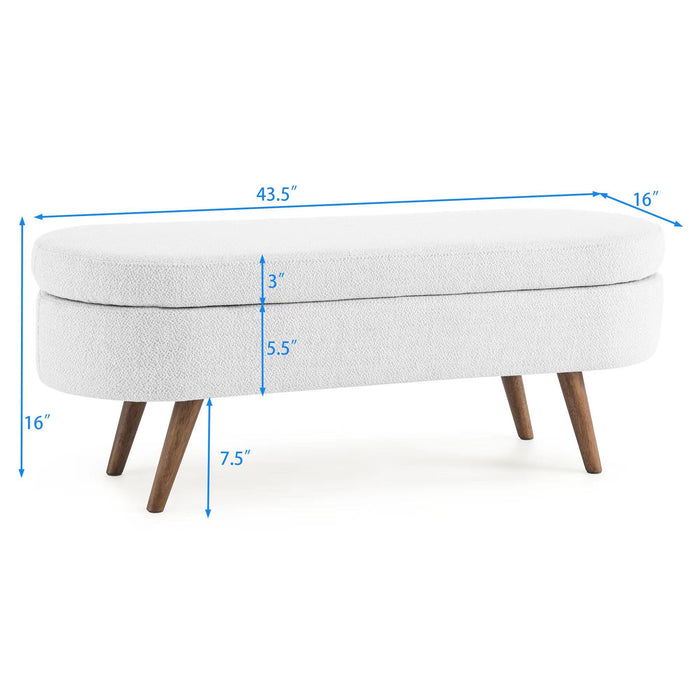 Ottoman Oval Storage Bench With Rubber Wood Legs