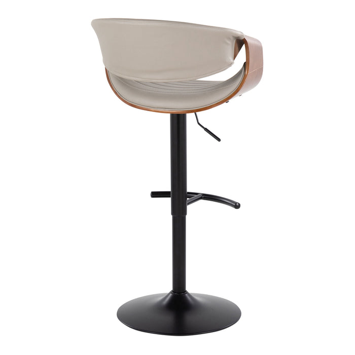 Symphony - Mid Century Modern Adjustable Barstool With Swivel With Rounded T Footrest (Set of 2)