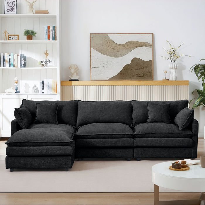 Contemporary Modular Sectional Sofa Set With Movable Ottoman