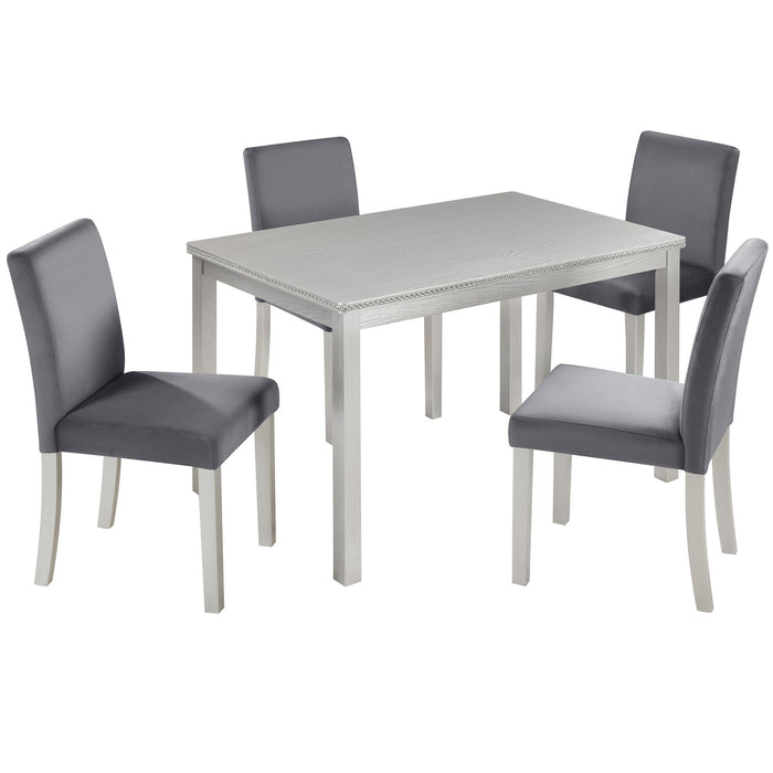 Dining Table Set, Table With A Rectangular Table And Upholstered Chairs
