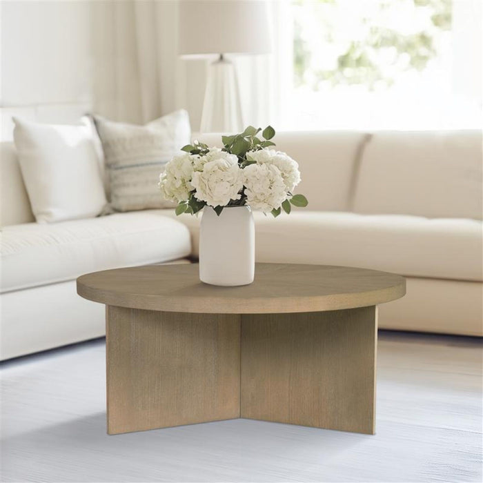 Round Coffee Table With Solid Veneer Top