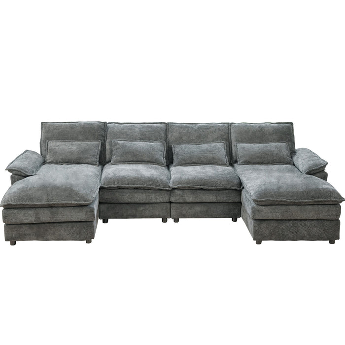 Modular Sectional Sofa Cloud Couch With Double Chaise Lounge