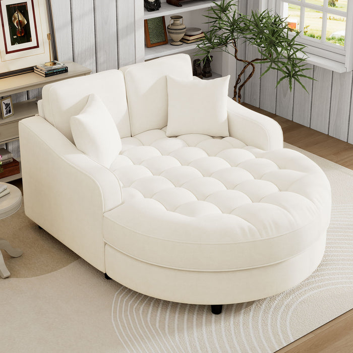Modern Chaise Lounge Upholstered Sofa Couch With Tufted Seat And Detachable Pillows For Living Room