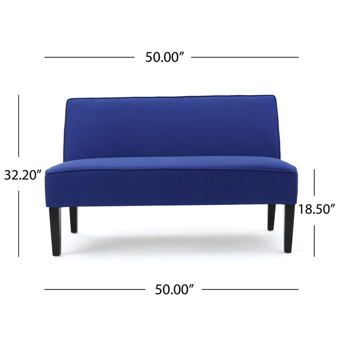 Contemporary Loveseat With Upholstered Fabric And Birch Wood Legs