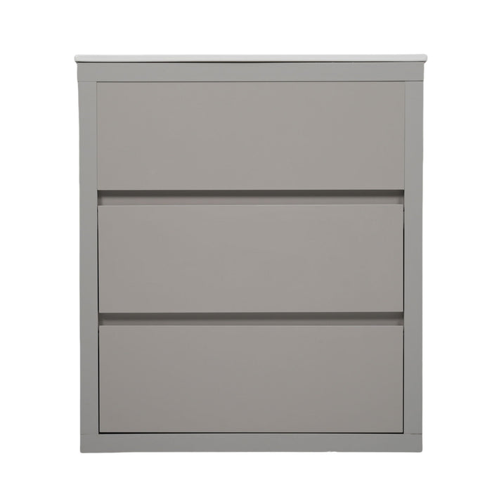 Freestanding Bathroom Vanity With Ceramic Sink, 2 Full Extension Drawers