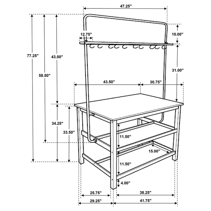 Cowichan - Kitchen Island Counter Table With Pot Rack - White