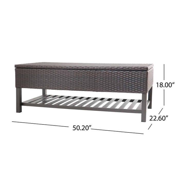 Regent - Storage Bench With Metal Rack - Brown Multi