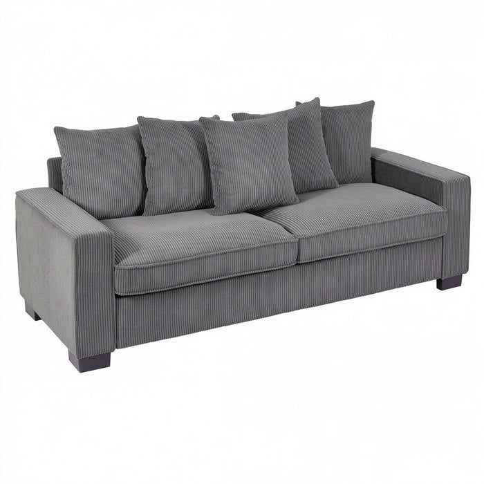 Luxe Sofa With 5 Matching Toss Pillows, Sleek Design, Spacious And Comfortable 3 Seater Couch