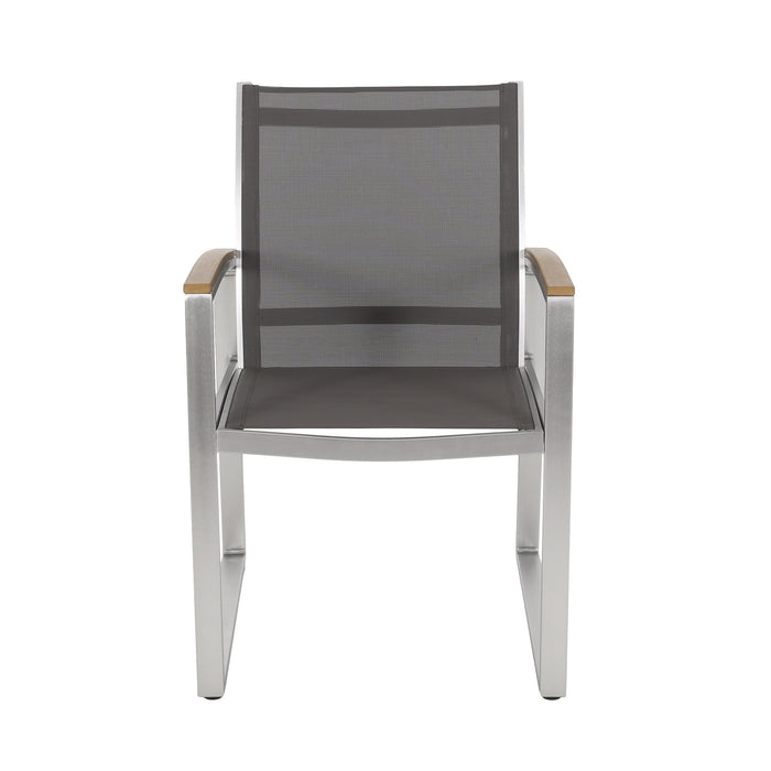 Poetic - Outdoor Dining Chair With Faux Wood Arms And Aluminum Frame (Set of 2) - Gray