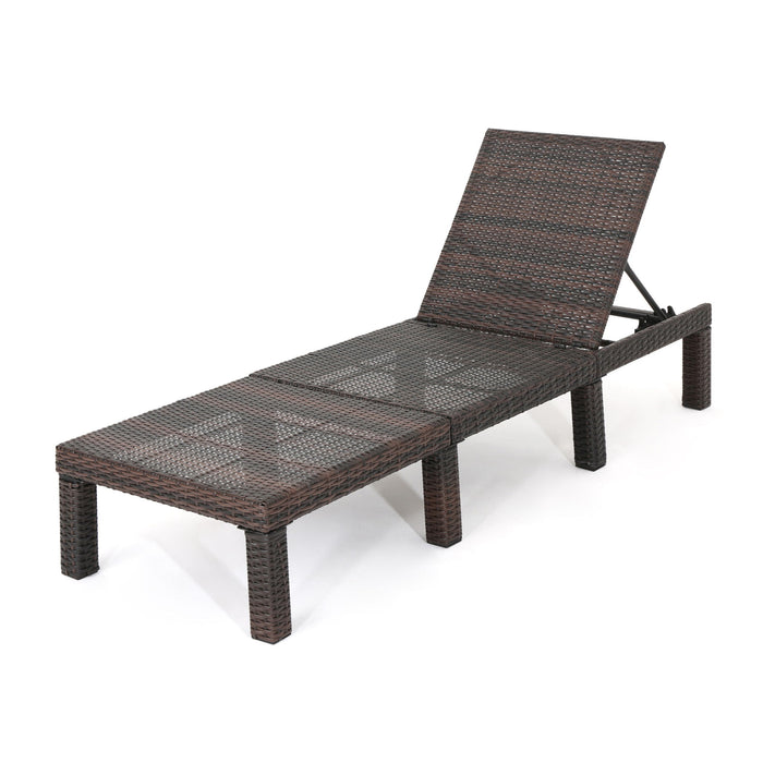 Outdoor Chaise Lounge With Wicker Design And Adjustable Backrest - Brown