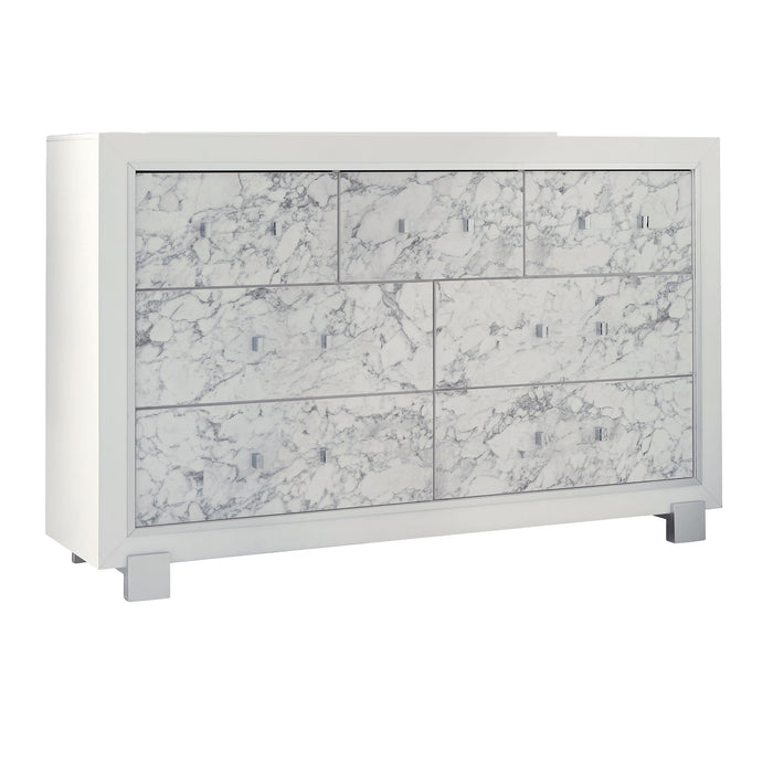 Skye - Marble Dresser - White