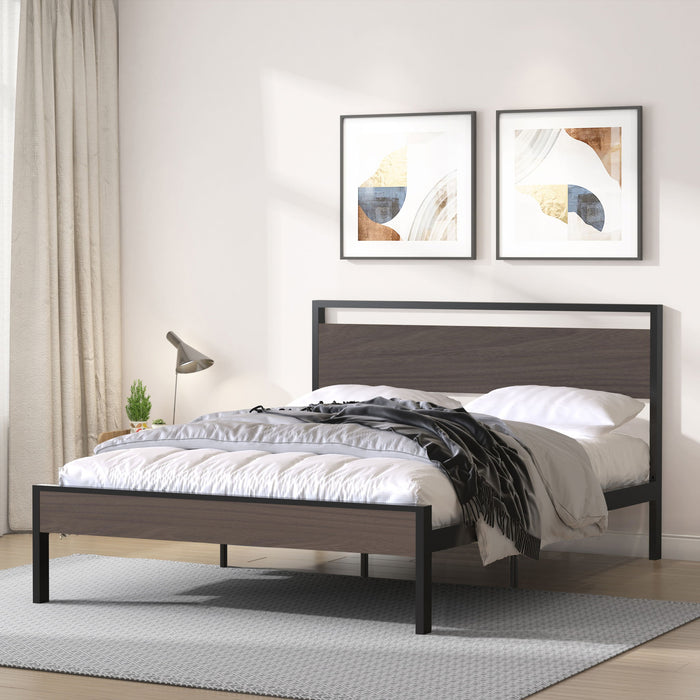 Ceres - Metal Bed With Wood Headboard & Footboard