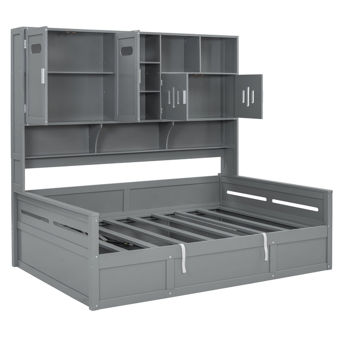 Daybed With All-In-One Cabinet And Shelf