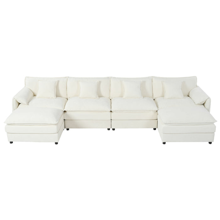 Modern Comfy Deep Seat Modular Sectional Sofa Cloud Couch With Ottoman