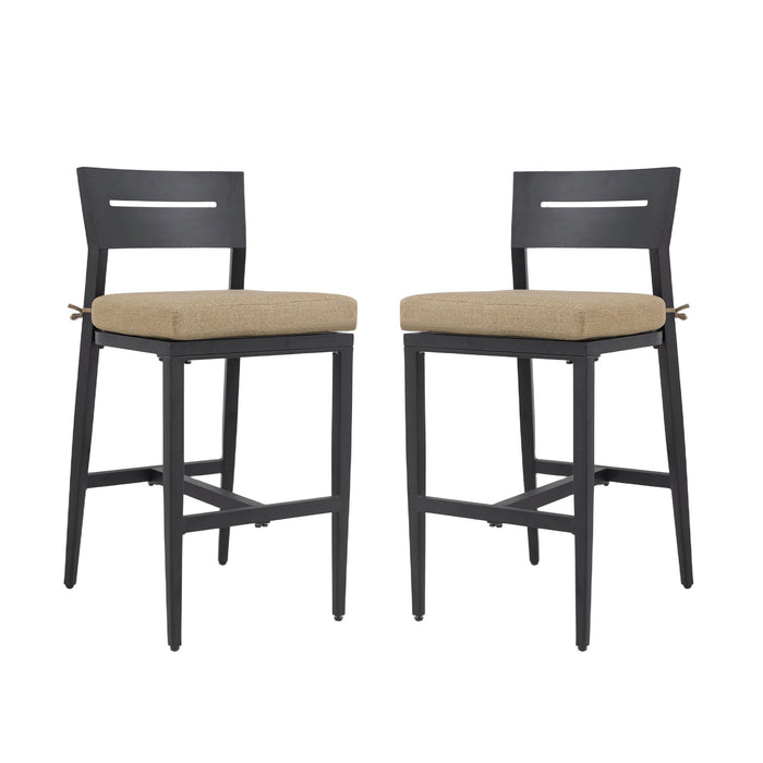 Modern Outdoor Bar Stools With Backrest And Footrest (Set of 2)