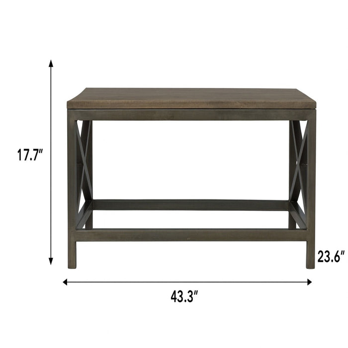 Industrial Cross Metal Coffee Table - Pewter