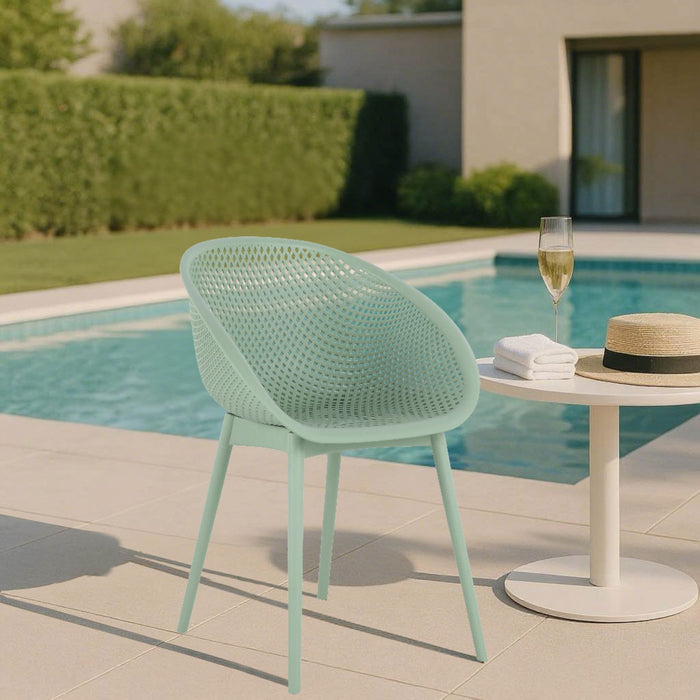 2 Piece Durable Single Chair With Mesh Hollow Out Design
