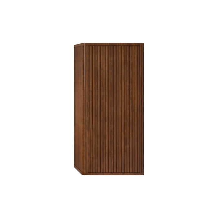 Striped Walnut Bathroom Floating Side Cabinet, Wall-Mounted Storage Cabinet For Small Spaces - Walnut