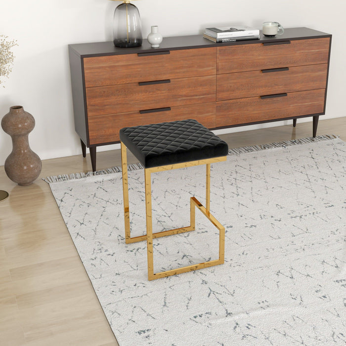 Joel - Mid-Century Modern Luxury Upholstered Stool - Black / Gold