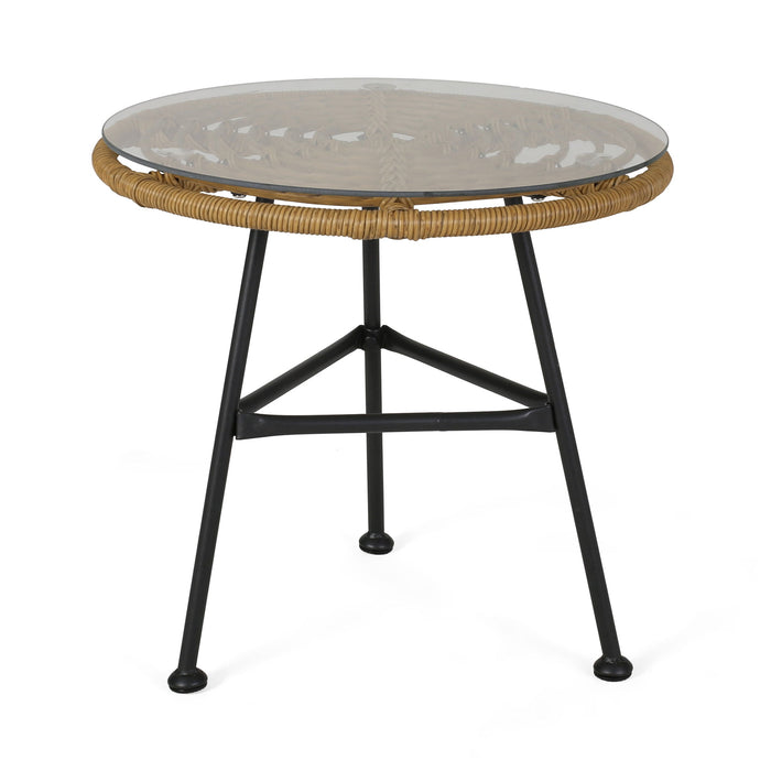 Petrichor - Outdoor Side Table With Tempered Glass And Steel Frame