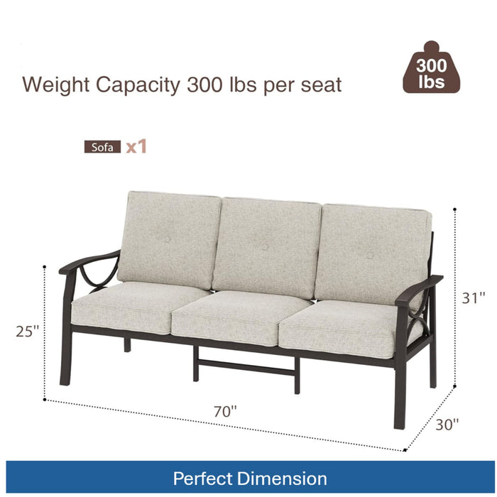 All-Weather 3 Seat Patio Sofa With Cushions