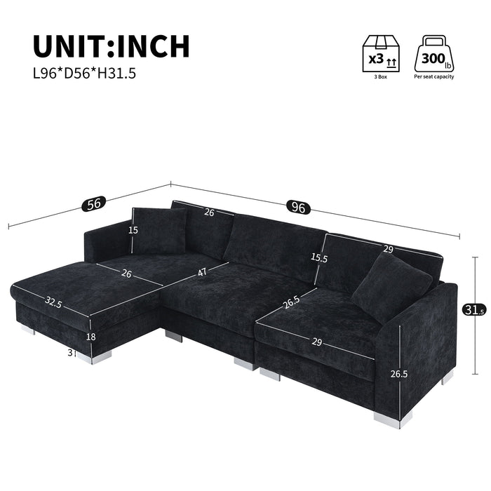 Modern Cloud Sectional Sofa L Shaped Luxury Couch Set With 2 Free Pillows 4 Seat With Oversized Chaise