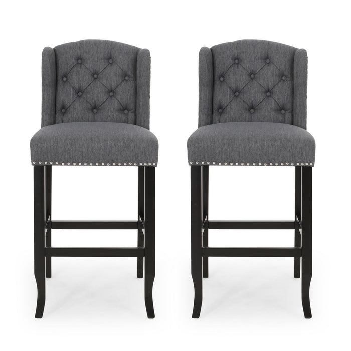 Vienna - Contemporary Fabric Tufted Wingback Counter Stools (Set of 2)