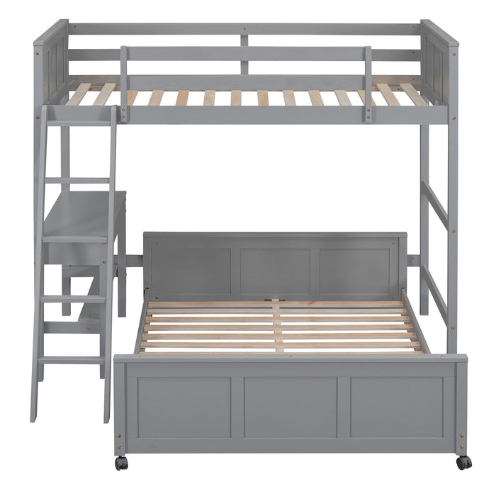 Full Over Full Bunk Bed With Desk