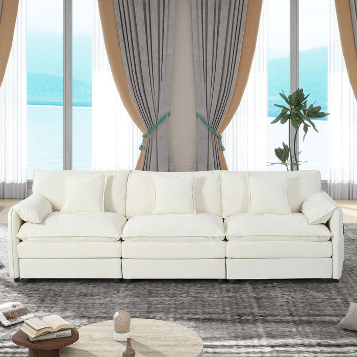 Modern Chenille Oversized Deep Seat Sectional Sofa With Pillows