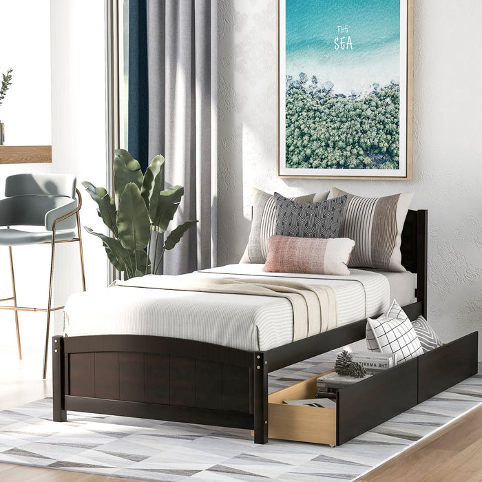 Platform Bed & Headboard, Footboard And Wood Slat Support