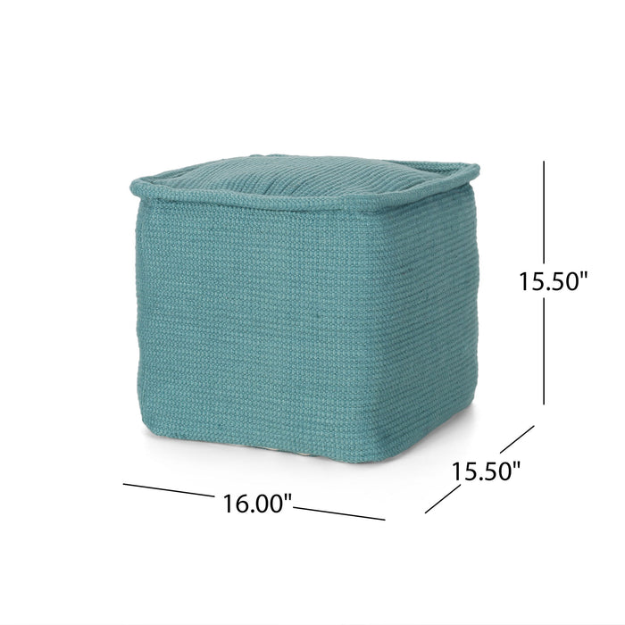 Hansolo - Yarn Square Pouf Ottoman Or Floor Cushion - Teal