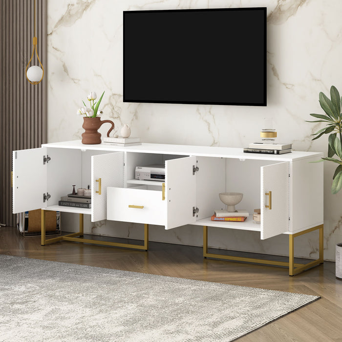 TV Cabinet With 1 Drawer, 2 Cabinets, Handles And Anti-Tip Device