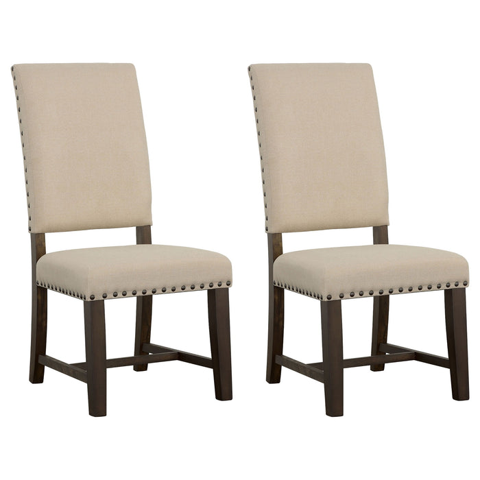 Upholstered Side Chair With Nailhead Accents (Set of 2) - Beige