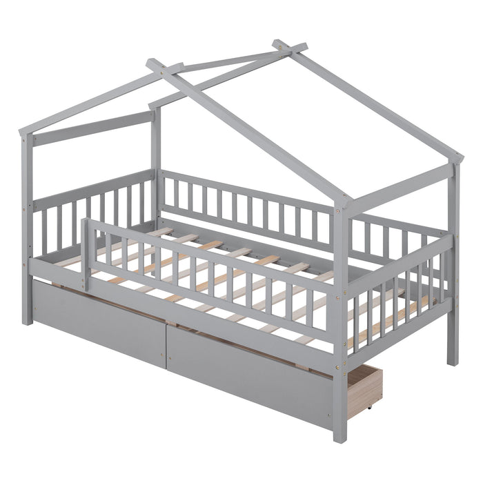 House Bed With 2 Drawers