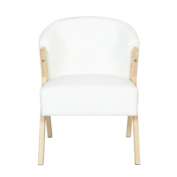 Modern Accent Chair With Polyester Upholstery And Minimalist Lounge Chair For Living Room, Bedroom, Or Office - White