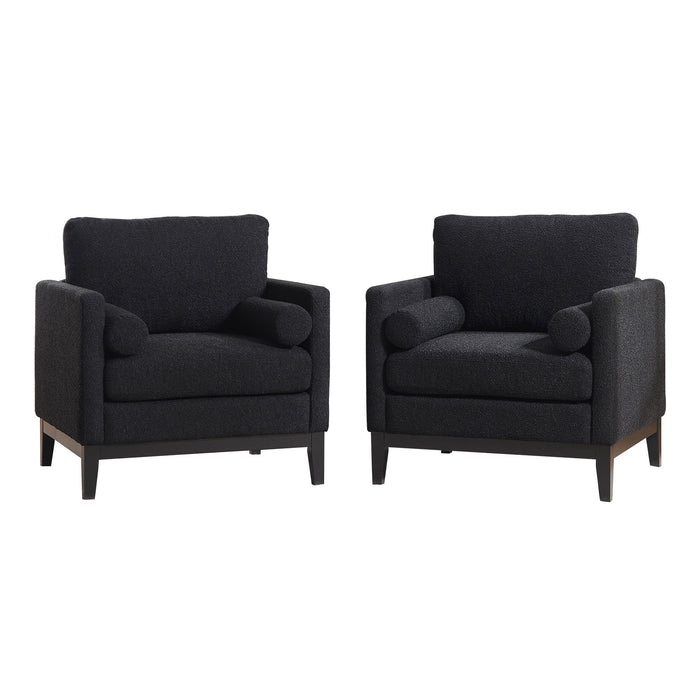 Wide Modern Farmhouse Performance Accent Chair With Legs, Wood Base