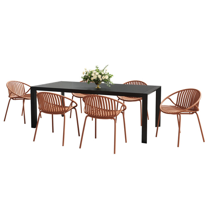 7 Piece Dining Set With Stackable Chairs