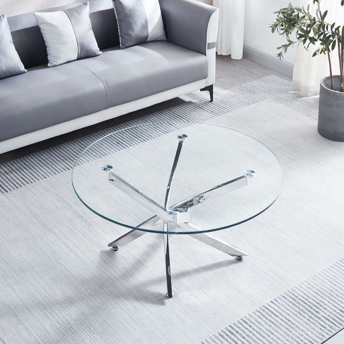 Modern Round Tempered Glass Table With Chrome Legs