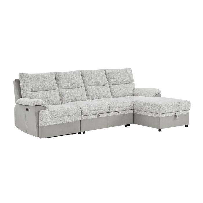 Sectional Sofa With Power Recline, USB Charging, And Storage Chaise - Gray