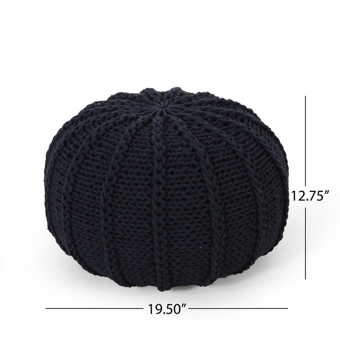 Bordeaux - Knitted Cotton Round Pouf Ottoman And Floor Cushion