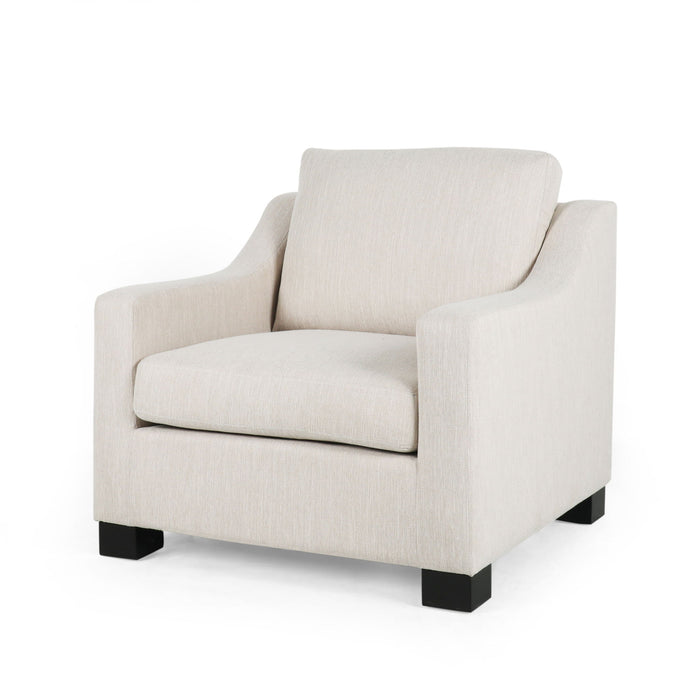 Nightowl - Upholstered Club Chair With Sloped Arms And Wood Legs - Beige