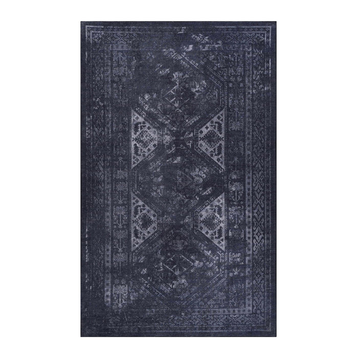 Maval - 5' X 8' Washable Area Rug - Black / Gray