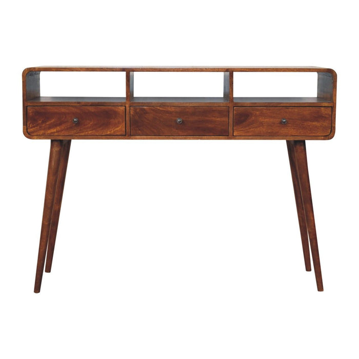 Triple Curved Console Table - Brown