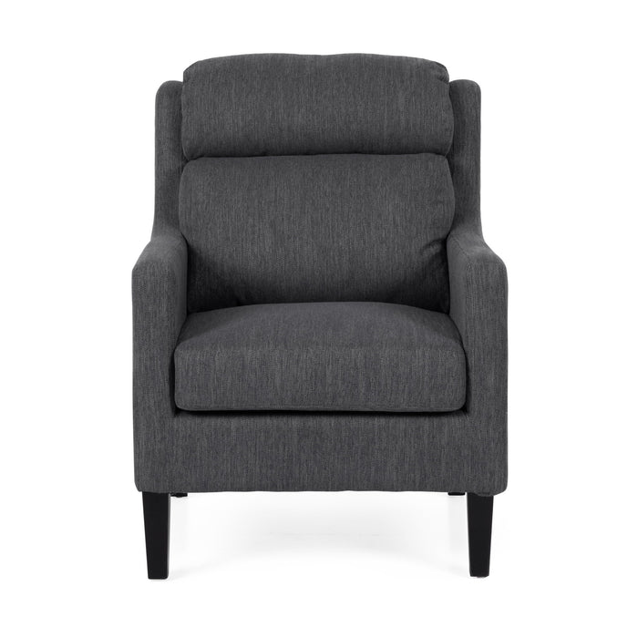 Contemporary Club Chair With Upholstered Fabric And Rubberwood Legs