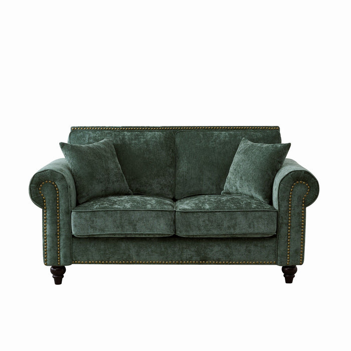 2 Seater Sofa With Rolled Arms, Tufted Upholstered Couch