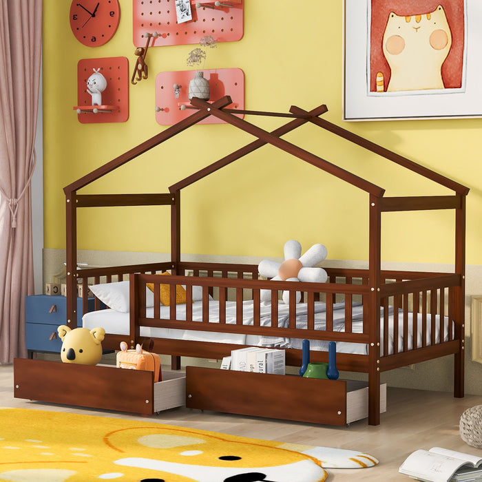 House Bed With 2 Drawers